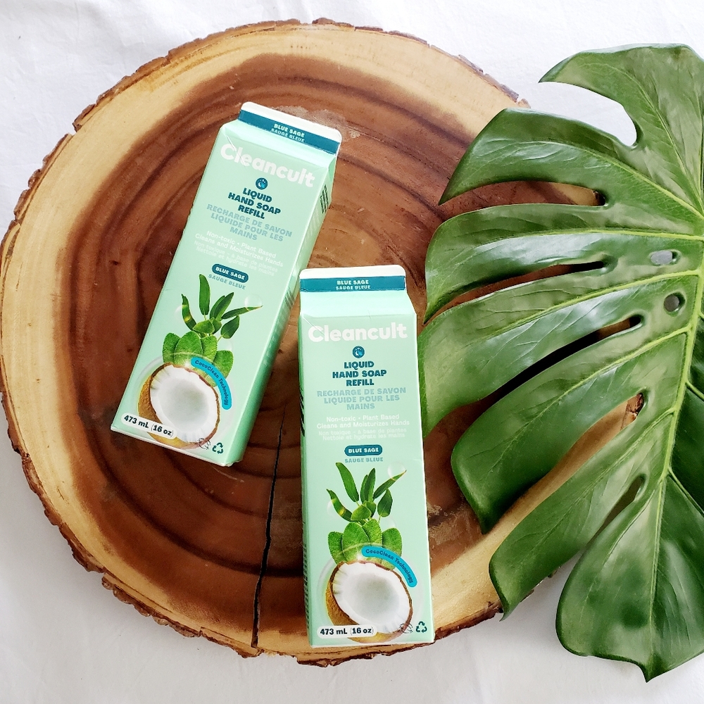 2 Bottles Cleancult Non-Toxic Plant Based Liquid Hand Soap Refill In Blu…